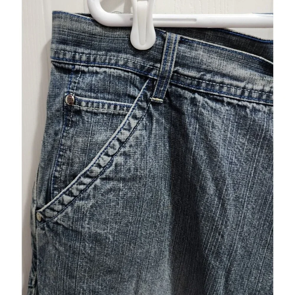 Makaveli Tupac Shakur Grow / Evolve Quote Blue Hip Hop Jean Shorts Men's Size 42